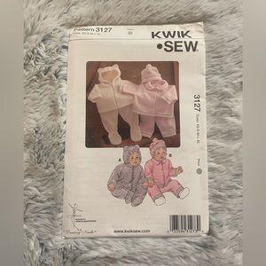 UNCUT rare Vintage Kwik Sew Baby Jackets, Pant, Hat set sewing pattern